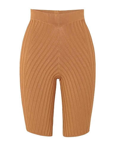 8 by YOOX Shorts & Bermuda RIB-KNIT BIKER SHORTS
 Camel 87% Viscose, 11% Polyester, 2% Elastane