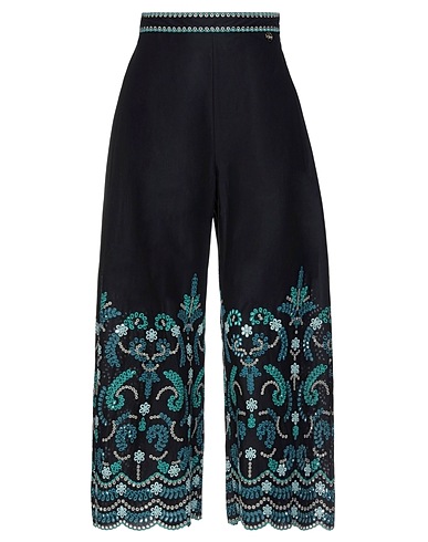 TWINSET Casual pants Black 100% Cotton, Polyester