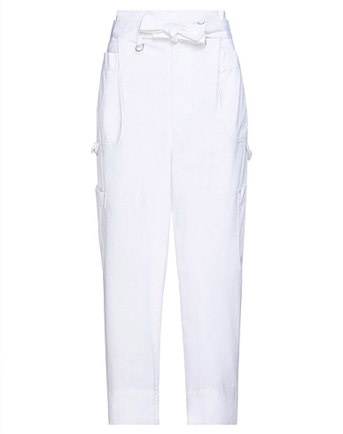 HIGH Casual pants USE White 87% Cotton, 11% Linen, 2% Elastane