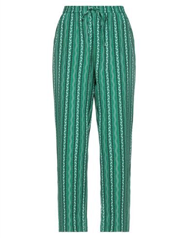 American Vintage Epifun Printed Cotton And Linen-blend Straight-leg Pants In Green