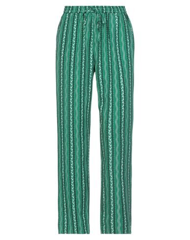 American Vintage Epifun Printed Cotton And Linen-blend Straight-leg Pants In Green