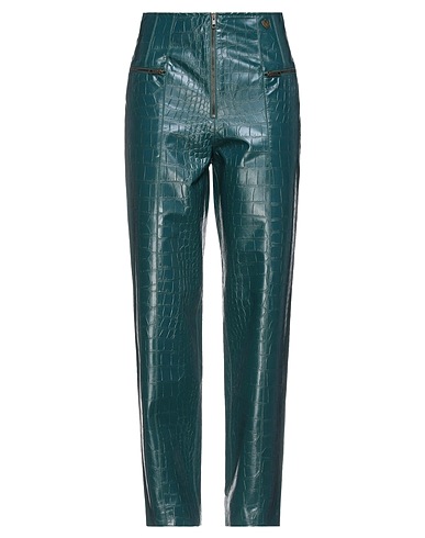 TWINSET Casual trouser Dark green 100% Polyester, Polyurethane
