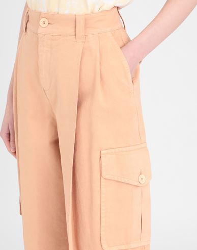 See By Chloé Pleated Cotton Wide-leg Pants In Beige