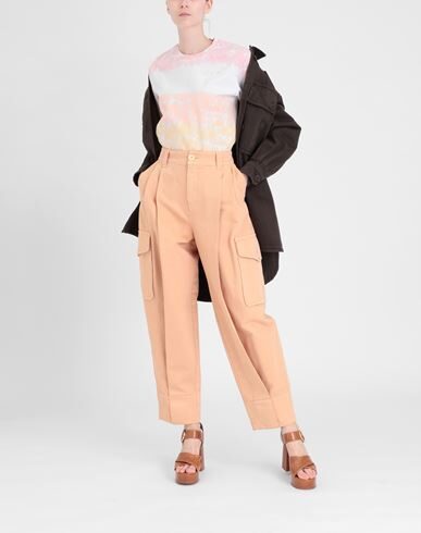 See By Chloé Pleated Cotton Wide-leg Pants In Beige