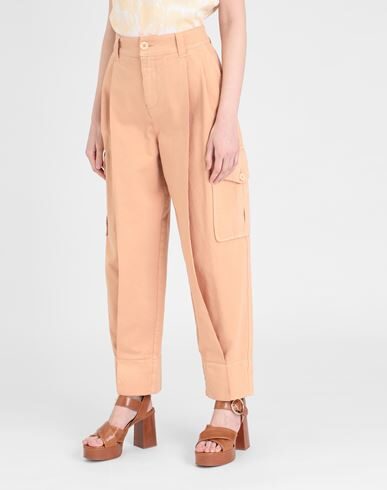 See By Chloé Pleated Cotton Wide-leg Pants In Beige