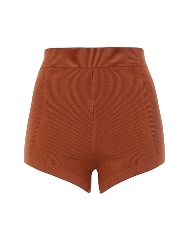 8 by YOOX Shorts & Bermuda COTTON KNIT HIGH-WAIST MINI SHORT
 Brown 100% Cotton