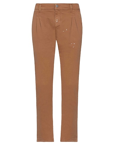 GREY DANIELE ALESSANDRINI Casual trouser Brown 98% Cotton, 2% Elastane