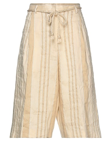 FORTE_FORTE Shorts & Bermuda Beige 86% Linen, 8% Silk, 6% Metallic Polyester