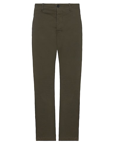 TRANSIT Casual trouser Military green 82% Cotton, 10% Linen, 8% Elastane