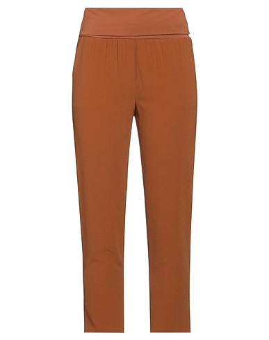 MANILA GRACE Casual trouser Chocolate brown 88% Polyester, 12% Elastane, Cotton