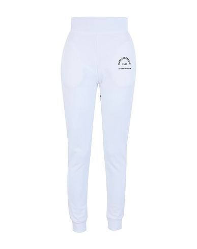 KARL LAGERFELD Casual trouser ADDRESS LOGO SWEATPANTS
 White 100% Organic cotton