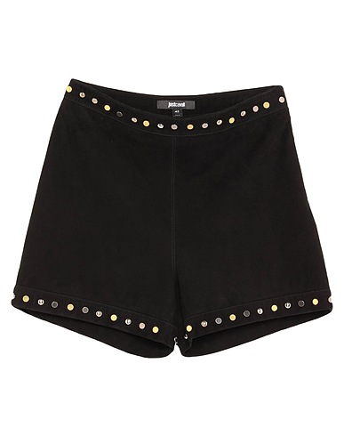 JUST CAVALLI Leather trouser Black 100% Kidskin, Plastic, Zinc, Aluminium, Copper