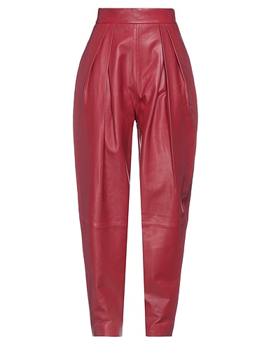 ALBERTA FERRETTI ボトムス レッド 革（なめし加工） 100%