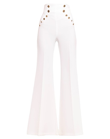 ELISABETTA FRANCHI Casual trouser Ivory 89% Polyester, 11% Elastane