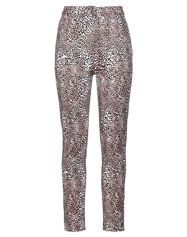 ELISABETTA FRANCHI Casual trouser Beige 97% Cotton, 3% Elastane, Cow leather
