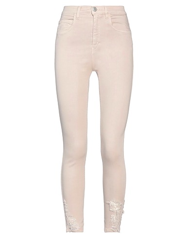 HAIKURE Denim trousers Beige 85% Cotton, 10% Polyester, 5% Elastane
