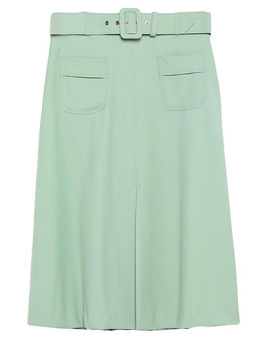 OTTOD'AME Midi skirt Light green 89% Virgin Wool, 9% Polyamide, 2% Elastane