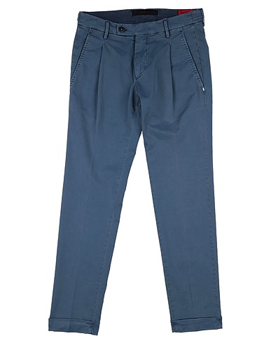 MICHAEL COAL Casual trouser Slate blue 97% Cotton, 3% Elastane