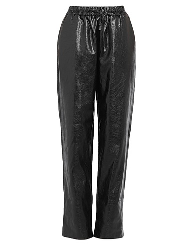 TWINSET Casual pants Black 100% Polyester, Polyurethane coated