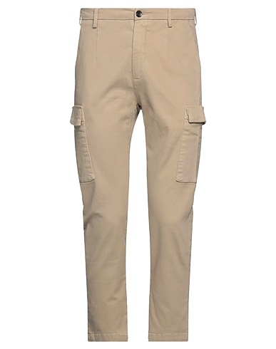 YAN SIMMON Casual pants Beige 97% Cotton, 3% Elastane