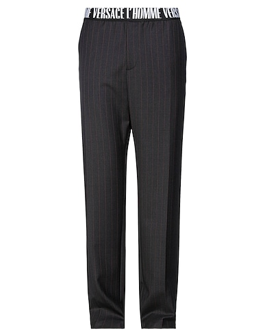 VERSACE Casual trouser Charcoal 100% Wool, Polyester, Elastane, Polyamide