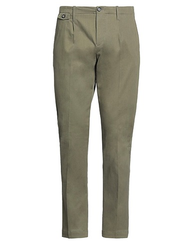 PAOLO PECORA Casual trouser Military green 97% Cotton, 3% Elastane