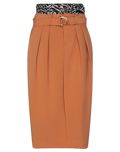 MANILA GRACE Midi skirt Camel 80% Polyester, 14% Viscose, 6% Elastane