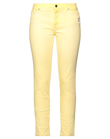 ERMANNO SCERVINO Denim trousers Yellow 98% Cotton, 2% Elastane