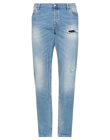 GREY DANIELE ALESSANDRINI Denim trousers Blue 98% Cotton, 2% Elastane