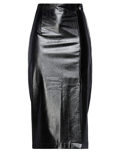 TWINSET Midi skirt Black 95% Viscose, 5% Elastane