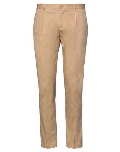 DANIELE ALESSANDRINI HOMME Casual trouser Camel 98% Cotton, 2% Elastane