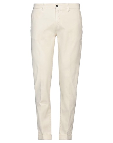 LABORATORI ITALIANI Casual pants Ivory 98% Cotton, 2% Elastane