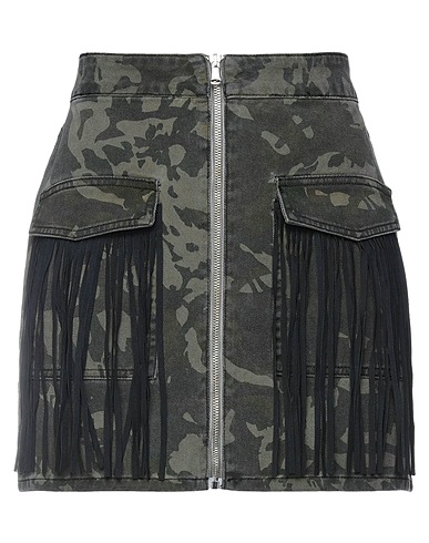 GAëLLE Paris Denim skirt Military green 100% Cotton, Acrylic