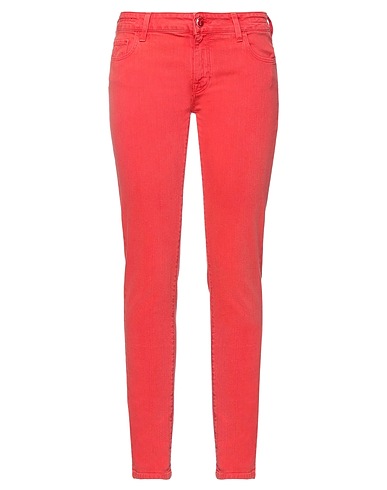 JACOB COHЁN Denim trousers Red 98% Cotton, 2% Elastane