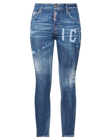 DSQUARED2 Denim pants Blue 98% Cotton, 2% Elastane, Cow leather