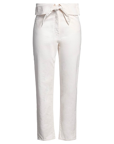 VICOLO Denim trousers Cream 100% Cotton