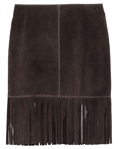 FAY Midi skirt Charcoal Cow leather