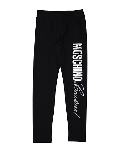 MOSCHINO TEEN Leggings Black 95% Cotton, 5% Elastane