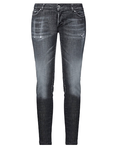 DSQUARED2 Denim trousers Black 98% Cotton, 2% Elastane, Cow leather