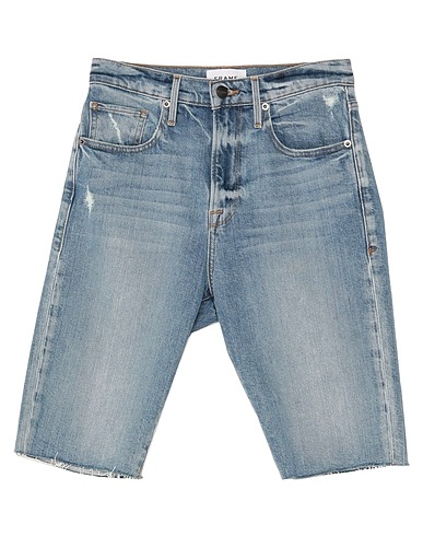 FRAME Denim shorts Blue 95% Organic cotton, 4% Recycled polyester, 1% Elastane