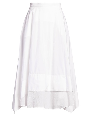 ROSSOPURO Midi skirt White 96% Cotton, 4% Elastane