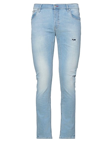 GREY DANIELE ALESSANDRINI Denim trousers Blue 98% Cotton, 2% Elastane