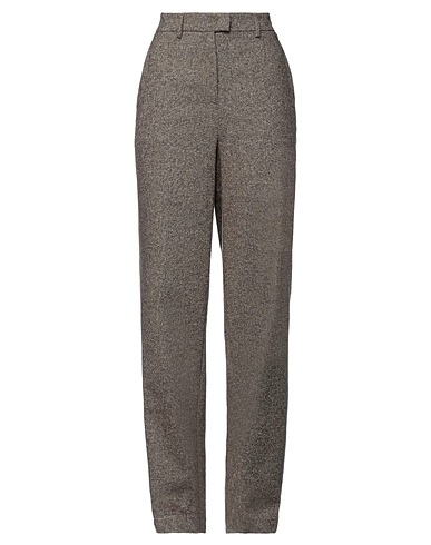 TWINSET Casual trouser Chocolate brown 39% Acrylic, 33% Synthetic fibers, 24% Wool, 4% Silk, Mother-of-pearl