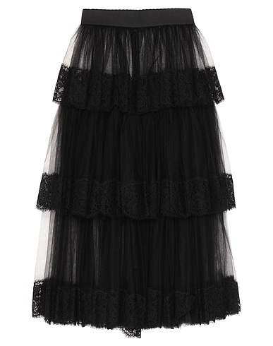 DOLCE&GABBANA Midi skirt Black 70% Polyamide, 22% Cotton, 8% Polyester