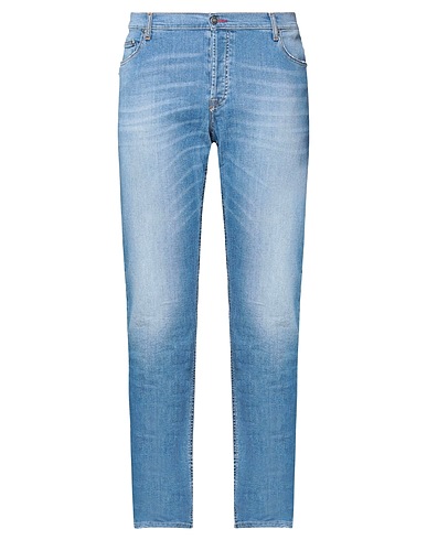 GREY DANIELE ALESSANDRINI Denim trousers Blue 98% Cotton, 2% Elastane