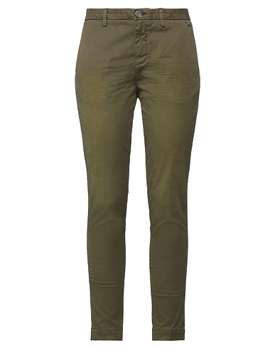 AGLINI Casual pants Military green 97% Cotton, 3% Elastane