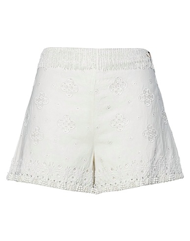 TWINSET Shorts & Bermuda Ivory 55% Cotton, 45% Linen, Polyester