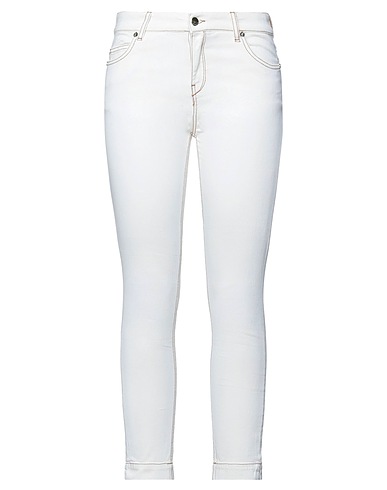 KAOS JEANS Denim trousers Ivory 98% Cotton, 2% Elastane