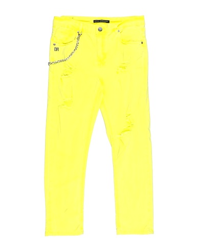 DANIELE ALESSANDRINI Casual trouser Yellow 98% Cotton, 2% Elastane