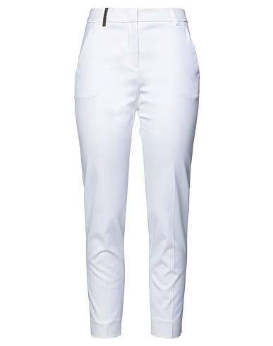 PESERICO Casual trouser White 98% Cotton, 2% Elastane